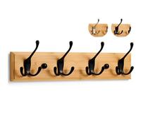 LARHN. Perchero Pared Madera y Negro - 4 Colgadores Triples - 42 cm - Percheros Pared de Diseño para Recibidores, Entradas, Dormitorios Modernos, Habitaciones Infantiles y Baños