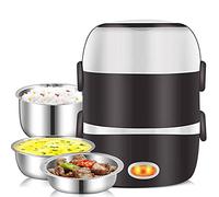 LARIAU Fiambrera eléctrica Calentador de Alimentos portátil, 3 Capas Fiambrera Bento de Gran Capacidad Contenedor de Alimentos de 2L Cubo Vajilla térmica aislada Fiambrera de Acero Inoxidable