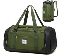Laripwit Bolsa Deporte de Gimnasio para Hombre con Compartimento para Zapatos, 40L Bolsa de Viaje con Mochila Función y Compartimento Húmedo para Deportivo la Natación Duffle Bag, Verde