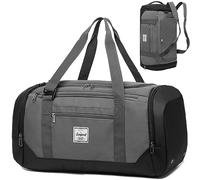 Laripwit Bolsa Deporte de Gimnasio para Hombre con Compartimento para Zapatos, 40L Bolsa de Viaje con Mochila Función y Compartimento Húmedo para Deportivo la Natación Duffle Bag, Gris