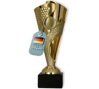 Larius Trofeo de Fútbol 165 mm (265g), Premio Personalizable con Base de Piedra - Ideal para Torneos, Equipos y Todo Tipo de Eventos (Sin Texto Deseado, Oro)