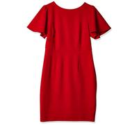 Lark & Ro Fluid Crepe Short Sleeve Flutter Dress, Rojo (Haute Red), US 4 (EU S)