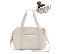 Larkson Bolsa de Transporte para Perros Beige - Frida - Bolso Bandolera Plegable para Perros y Gatos Pequeños y Mediano de hasta 10 kg - Transportin Mascotas - Cesta para Llevar de Viaje