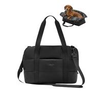 Larkson Bolsa de Transporte para Perros Negro - Frida - Bolso Bandolera Plegable para Perros y Gatos Pequeños y Mediano de hasta 10 kg - Transportin Mascotas - Cesta para Llevar de Viaje