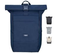 LARKSON Mochila Enrollable Hombre & Mujer Azul Oscuro - No 4 - Macuto para Viaje, Uni, Trabajo - de Botellas Pet Recicladas - Bolso para Portátil - Impermeable