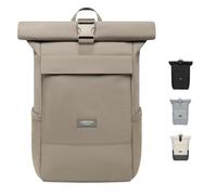 LARKSON Mochila Enrollable Hombre & Mujer Gris - No 4 - Macuto para Viaje, Uni, Trabajo - de Botellas Pet Recicladas - Bolso para Portátil - Impermeable
