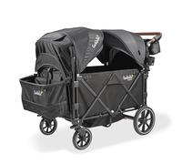 Larktale Caravan Quad, Byron Black - carriola plegable para niños y bebés - Asientos hasta cuatro pasajeros - Capacidad total de peso de 200 libras - Toldo doble solar, manubrio ajustable - Versión