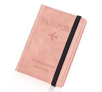 Larkumio Funda Pasaporte Portadocumentos, Porta Pasaportes con Bloqueo RFID, Cuero de PU, para Mujer Hombre, Accesorios de Viaje (Rosa)