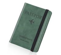 Larkumio Funda Pasaporte Portadocumentos Viaje, Porta Pasaportes para Viaje con Bloqueo RFID, Cuero de PU Porta Documentos para Mujer Hombre Accesorios de Viaje (Verde)