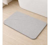 LARLUNA Alfombra diatomita baño - 40x60 cm - Alfombrilla diatomita Antideslizante - Alfombra de Piedra antibacteriana y de Secado rápido - Alfombrilla baño ecológica (Gris Claro)