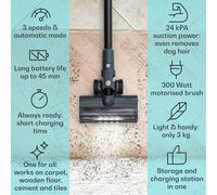 KLARSTEIN Aspiradora sin Cable, Aspirador Escoba de Mano Filtro E12 EPA 4 Etapas, Cabezal Giratorio de 180°, Sensor de Polvo Inteligente, Aspiradoras Potentes, Aspirador Escoba sin Cable Potente