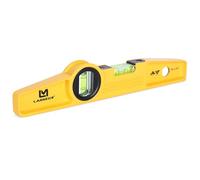 LARMEIL Nivel de burbuja magnético torpedo, 25 cm, perfil de aluminio fundido, 4 imanes pequeños, 1 burbuja horizontal, 1 burbuja vertical