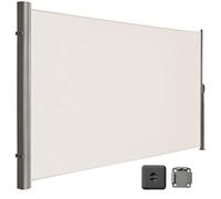 LARMNEE Toldo Lateral, Toldo Retráctil con Fijación al Suelo, 160 x 350 cm, Pantalla para Privacidad, Parasol, Resistente al Viento, Toldo Lateral para Balconesy Terrazas, Beige EBE1635BP02