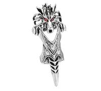 Laroal Anillo de cabeza de dragón hueco de plata antigua con cabeza de calavera gótica punk para mujer y hombre, anillo de aleación con armadura con púas y articulación de nudillos para dedo completo