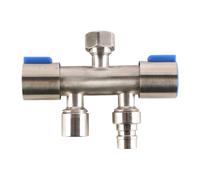 Laroal Conectores de manguera de latón de 1/2" con válvula triangular, adaptador de manguera de tubería de agua de grifo de control dual, divisor de grifos de fregadero para lavadora, inodoro y jardín