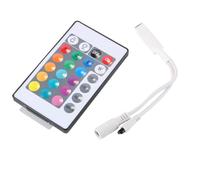 Laroal Controlador LED de 12 V y 24 V con regulador de Intensidad y 24 Teclas, Control Remoto inalámbrico por Infrarrojos con Receptor para Tira de luz RGB.