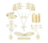 Laroal Juego de 10 Piezas de bisutería de Diosa Griega, joyería Nupcial para Boda, Corona de Laurel, Accesorios para el Cabello con Hojas Estilo Bohemio