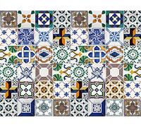Laroom Alfombra Vinílica Infantil Diseño Ceramic Patchwork, Vinilo Antiliscante, Multicolor, 100x133 cm