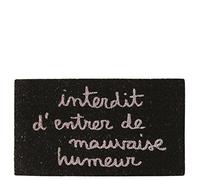 Laroom Felpudo diseño Interdit D'Entrer De Mauvaise Humeur, Jute & Base Antideslizante, Negro, 40x70x1.8 cm