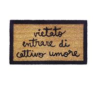 LAROOM Zerbino Vietato entrare di cattivo umore, Jute & Base Antideslizante, Marrón, 40x70x1.8 cm
