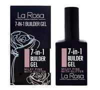 LaRosa 7-en-1 BUILDER GEL in a bottle - Gel Constructor Uñas en botella 15ml - MILKY PINK WITH GLITTER