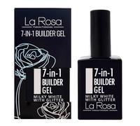 LaRosa 7-en-1 BUILDER GEL in a bottle - Gel Constructor Uñas en botella 15ml - MILKY WHITE WITH GLITTER
