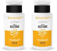 LaRosa ACETONA COSMÉTICA 190 ml en botella con dispensador/bomba: la fórmula más fuerte con aditivos que protegen las uñas y la piel alrededor de ellas, REMOVEDOR aroma a LIMA (Paquete de 2)