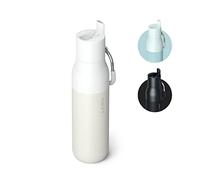 LARQ Flip Top 740ml - Botella térmica de acero inoxidable con doble aislamiento, Sorbete con tapa abatible, Mosquetón con recubrimiento de silicona, Libre de BPA, Granite White