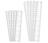 Larrel 10 reglas de plástico, 15 cm, 20 cm, reglas transparentes, pequeñas reglas de plástico, herramienta de medición, regla de precisión, juego de reglas transparentes irrompibles para la escuela