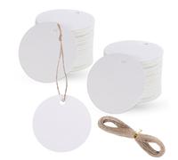 Larrel 100 etiquetas blancas de regalo, 5 cm, redondas, etiquetas con cuerda de cáñamo de 20 m, etiquetas de regalo, etiquetas para etiquetar para fiestas, manualidades, bodas, Navidad, embalaje