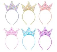 Larrel 6 diademas de corona de lentejuelas, corona de princesa, diademas brillantes, bonitas diademas para el pelo, corona de cumpleaños, decoración para fiestas de cumpleaños, Navidad