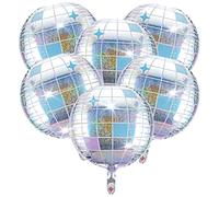 Larrel 6 globos de discoteca, 22 pulgadas, 4D, plateados, globos de discoteca, decoración de helio, bola de discoteca, accesorios para fiestas de cumpleaños, graduaciones, Nochevieja, discoteca, baile