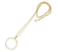 Larrel Lupa monóculo, collar con 5 lupas de metal con collar, lente de cristal de 4,5 cm y cadena de 89 cm de largo, lupa para colgar, lente de cristal, monóculo para libros, periódicos, joyas