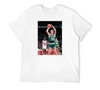 Larry Bird Photo Poster Print Unisex T-Shirts Men tee Cotton Tops White Shirt M