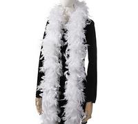 Larryhot Boa de plumas blancas de 60 g - 2 yardas de plumas de pavo para fiestas, Navidad, centros de mesa de boda, disfraces, conciertos, mascotas y decoración del hogar (blanco)