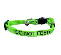 LARRYROO Collar de gato con impresión Do Not Feed, nailon suave y hebilla de liberación de seguridad (verde)
