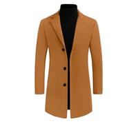 Lars Amadeus Gabardina para hombre Slim Fit Invierno Solapa con muescas Chaqueta larga de un solo pecho Abrigo Marrón XL
