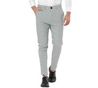 Lars Amadeus Pantalones de Vestir a Rayas para Hombre Pantalones de Negocios con Frente Plano y Corte Entallado Gray M