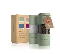 LARS NYSAM Salt and Pepper grinder Set I Salt and Pepper Mills with Adjustable ceramic grinder 2 pieces I Manual Design Spice grinder Set (Sage)