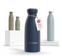 LARS NYSØM Botella de Acero Inoxidable | Botella aislada 0,35l | Cantimplora de 0,35 litros a prueba de fugas para deportes, bicicleta, perro (Midnight Blue, 350ml)