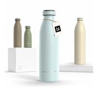 LARS NYSØM Botella de Acero Inoxidable | Botella aislada 0,5l | Cantimplora de 0,5 litros a prueba de fugas para deportes, bicicleta, perro (Misty Blue, 500ml)