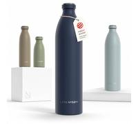 LARS NYSØM Botella de Acero Inoxidable | Botella aislada 1,5l | Cantimplora de 1,5 litros a prueba de fugas para deportes, bicicleta, perro (Midnight Blue, XL 1500ml)