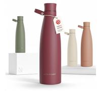 LARS NYSØM Botella de Acero Inoxidable | Botella aislada 1l | Cantimplora de 1 litro a prueba de fugas para deportes, bicicleta, perro (Berry Red, 1000ml)