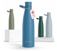LARS NYSØM Botella de Acero Inoxidable | Botella aislada 1l | Cantimplora de 1 litro a prueba de fugas para deportes, bicicleta, perro (Calypso Blue, 1000ml)