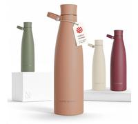 LARS NYSØM Botella de Acero Inoxidable | Botella aislada 1l | Cantimplora de 1 litro a prueba de fugas para deportes, bicicleta, perro (Blush Rose, 1000ml)