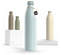 LARS NYSØM Botella de Acero Inoxidable | Botella aislada 1l | Cantimplora de 1 litro a prueba de fugas para deportes, bicicleta, perro (Misty Blue, 1000ml)