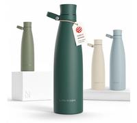 LARS NYSØM Botella de Acero Inoxidable | Botella aislada 1l | Cantimplora de 1 litro a prueba de fugas para deportes, bicicleta, perro (Pine Green, 1000ml)