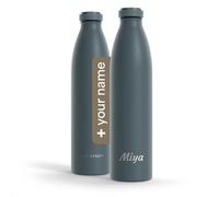 LARS NYSØM Botella de acero inoxidable personalizada 350 ml, 500 ml, 750 ml, 1L, 1,5L | Botella térmica con grabado para bebidas con gas | Botella como regalo con nombre (Stone Blue, 1000ml)