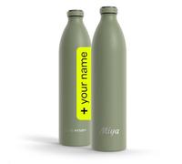LARS NYSØM Botella de acero inoxidable personalizada 350 ml, 500 ml, 750 ml, 1L, 1,5L | Botella térmica con grabado para bebidas con gas | Botella como regalo con nombre (Sage Green, XL 1500ml)