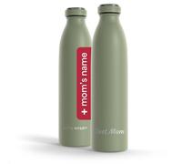 LARS NYSØM Botella de acero inoxidable personalizada 350 ml, 500 ml, 750 ml, 1L, 1,5L | Botella térmica con grabado para bebidas con gas | Botella como regalo con nombre (Sage Green, 750ml)
